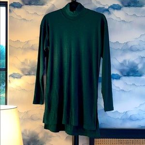 Anthropologie Green Metallic tunic sweater